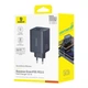 Зарядний пристрій Baseus 2xType-C/USB 100W PD GaN Black (P10182102123-00) - зображення 2