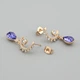 Сережки з кристалами Swarovski 53421 розмір 32х11 мм колір цикламен вага 4.7 г позолота 18К - зображення 2