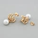 Сережки підвіски Загадкова перлина 53045 розмір 28х12 мм штучні перли вага 7.1 г позолота 18К - зображення 2