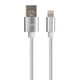 Дата кабель USB 2.0 AM to Lightning 1m nylon silver Vinga (VCPDCLNB1S) - зображення 2