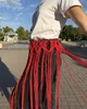Пояс на талию женская прыпында макраме ручной работы из натурального хлопкового шнура с бахромой Красная - изображение 4