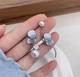 Сережки гвоздики с кристальными бабочками с жемчужинками Серебряный Голубой (2070) - изображение 1