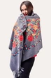Шарф женский кашемировый шерстяной палантин серый теплый с вышивкой бахромой из кашемира на шею плечи для женщин 190х70 см - изображение 6