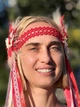 Красная вязаная повязка на голову из натурального хлопка 43 см - изображение 3