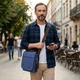 Интересная мужская сумка через плечо из текстиля 21264 Vintage Синяя - изображение 2