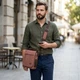 Вместительная мужская сумка из текстиля 21262 Vintage Коричневая - изображение 2