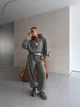 Спортивный костюм женский из плащевки креш с укороченной курткой на молнии и капюшоном, свободными брюками на резинке в стиле sport-chic и gorpcore G&M k-132194 42-46 Размер цвет хаки - изображение 1