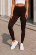 Леггинсы женские из эластичного дайвинга Skinny с высокой посадкой, поясом на резинке и декоративной россыпью камней G&M k-132195 S-M Размер цвет шоколад - зображення 2