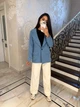 Пиджак женский классический однобортный из костюмной ткани на подкладке с длинным рукавом G&M k-132278 46-48 Размер цвет джинс - изображение 3