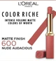 Помада для губ Loreal Color Riche Intense Volume Matte 600 Nude Audacious, 1.8 г - изображение 3