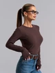 Жіночий лонгслів ISSA PLUS 15893 XXL темно-коричневий - изображение 2