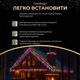 Гірлянда Бахрома вулична 20 м 335 LED IP44 з режимом Flash, Світлодіодна новорічна гірлянда з 66 підвісними нитками на білому проводі від мережі для фасаду, балкона, вікон, альтанки та вітрин, Різнокольоровий - зображення 4