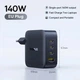Зарядний пристрій Baseus USB/3xType-C PD 140W EnerFill FH11 GaN Black (E0121J00) - зображення 5