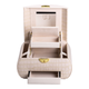 Скринька органайзер для прикрас із екошкіри 3 яруси із защіпкою та дзеркалом 24х17х18 см корпус МДФ внутрішнє покриття велюр бежева для каблучок сережок ланцюжків браслетів - зображення 10