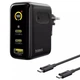 Мощное сетевое зарядное устройство с дисплеем Baseus PicoGo AE21 100W 2хType-C/USB + кабель Type-C - Type-C 100W 1.5м - изображение 2