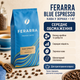 Кава зернова Ferarra Blue Espresso 1 кг еспресо бленд арабіка робуста кава для еспресо кавомашини зернова суміш середнього обсмаження середньої міцності шоколадний післясмак - зображення 1