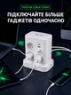 Сетевой фильтр удлинитель адаптер питания беспроводная зарядка 2 USB A 2 Type C на 7 розеток с заземлением и защитой от перенапряжения 2500W 10A кабель 1,8м для компьютера ноутбука настольный PD Power Delivery электрический разветвитель с евророзетками - изображение 8