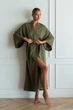 Forli Халат шелковый с хлопком Khaki ONE SL0035-15-04_ONE - изображение 2
