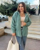 Пальто кофта пушистая удлиненная прямая из альпаки на молнии с капюшоном для полных размер оверсайз 48-56 ментоловый МС 89450 - изображение 2