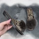 Тапочки женские домашние Белста коричневые с открытым носком и меховым помпоном 37р (24 см) 2460-2 - изображение 6