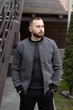 Мужской кашемировый бомбер куртка демисезонный без капюшона осенний весенний L Серый - изображение 2