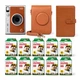 Подарочный набор с фотокамерой мгновенной печати Fujifilm INSTAX MINI EVO Hybrid Brown + 100 фото + альбом на 108 фото + чехол + подарочная упаковка, коричневый - изображение 4