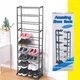 Металлическая полка для обуви в прихожую Amazing Shoe Rack на 30 пар, 10 ярусов, 140х50х25 черная - изображение 4