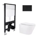 Готовое решение Qtap для ванной комнаты: подвесной унитаз Swan Rimless 520x360x320 + комплект инсталляции Standard (круглая кнопка Black) - изображение 1