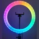 Набор блогера 5в1 Светодиодная кольцевая лампа цветная RGB 3D 36см Штатив Экш камера Блютус трипод Петличный микрофон - изображение 2