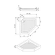 Lidz Душевой поддон DOZORCA SC90x90.LOW, низкий, пятиугольный, акриловый + ножки, диаметр слива 50 мм - изображение 2
