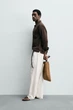 Сорочка поло Zara бавовняно-лляна коричневий 1063/304/700 L - изображение 4