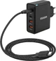 Зарядное устройство ESSAGER ES-CD37 100W + Кабель ES-X46 100W (E-marker 480Mbps) TypeC-TypeC Black (45447) - изображение 1