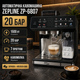 Кавоварка Zepline ZP-6807 1500 Вт зернова автомат 20 бар для дому офісу з кавомолкою 1–20 ступенів помелу сенсорна еспресо машина 7 програм для капучино лате меленої кави з автокапучинатором термоблоком підігрівом чашок - зображення 1