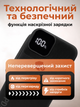 Повербанк FOYU FO-9020 30000 мАг Power Bank зовнішній акумулятор 22,5 Вт швидка зарядка Power Delivery для телефона смартфона iPhone планшета з 2 вбудованими кабелями USB Type-C Lightning LED дисплеєм ліхтариком ремінцем на 3 пристрої чорний - зображення 4