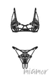 Комплект білизни відкритий з ажурними вставками Obsessive Luise Sublim Set XXL/XXXL Чорний - зображення 6