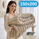 Мягкий двусторонний плюшевый меховой плед 150×200 см, 800 г, бежевый KT9001014 - изображение 1
