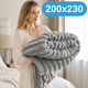 Мягкий двусторонний плюшевый меховой плед 200×230 см, 1200 г, серый KT9001025 - изображение 1
