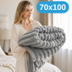 Мягкий двусторонний плюшевый меховой плед 70×100 см, 200 г, серый KT9001022 - изображение 1