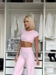 Спортивный женский костюм Calm Fit (топ-футболка с вырезом + леггинсы палаццо) для йоги и фитнеса Premium M Светло-розовый (CF190181_03M) - изображение 4