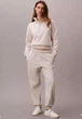 Женский спортивный костюм Calvin Klein на флисе (свитшот на молнии и джогеры), бежевый M - изображение 1