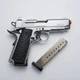Стартовий пістолет Kuzey 911-SX#1 + 50 патронів, Colt M1911 Matte Chrome Plating/Black Grips - изображение 7