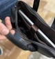 Чоловічий шкіряний портфель для ноутбука та документів чоловіча шкіряна сумка на плече чорний ОВ-1177 - изображение 3
