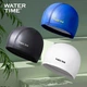 Шапочка для плавання WATERTIME для чоловіків та жінок, водонепроникна шапочка для плавання, що не стискає вуха, із захистом для вух, професійний матеріал PU, чорний колір зі срібним логотипом - изображение 8