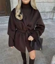 Укороченное пальто оверсайз из кашемира шоколад - изображение 2