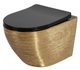 Подвесной унитаз Rea Carlo Tornado безободковый 49x36 см black с отделкой brushed gold REA-C4330 - изображение 1