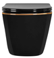 Подвесной унитаз Rea Carlo Mini Tornado Flat безободковый 49x36 см black с кромкой gold REA-C4695 - изображение 3