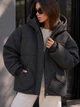 Куртка женская Lady Yep 8011 вафельная оверсайз с капюшоном и накладными карманами 42 черная - изображение 1