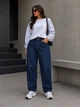 Джинсы женские Liana 1-091 Mom Baggy большие размеры стрейчевые с резинкой на талии 32 синие - изображение 5