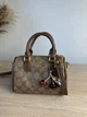 Женская коричневая сумка Coach Rowan Satchel с монограммой и брелоком-вишней, сумка Коач через плечо Коач ART161 - изображение 7