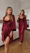 Жіночий комплект четвірка халат майка шорти штани Eleanor Collection M Бордовий - зображення 2